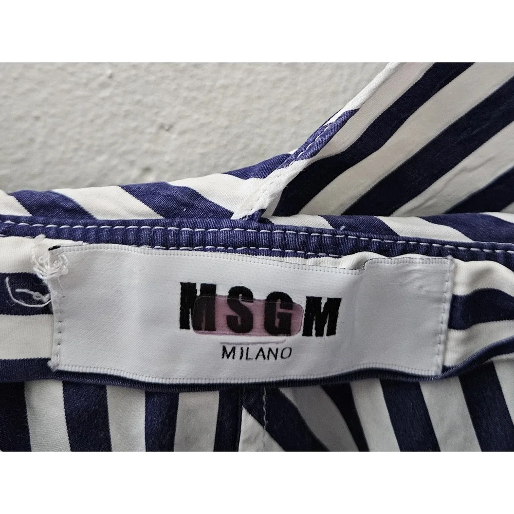MSGM Milano Navy & White Striped Dress Size 4 Made In Italy 100% Cotton Nautical
